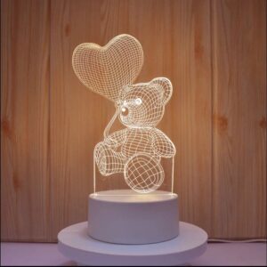 Veilleuse 3D — Ourson au ballon cœur