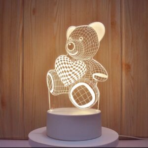 Veilleuse 3D — Ourson au cœur