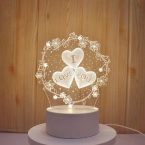 Veilleuse 3D — Couronne fleurie I Love You